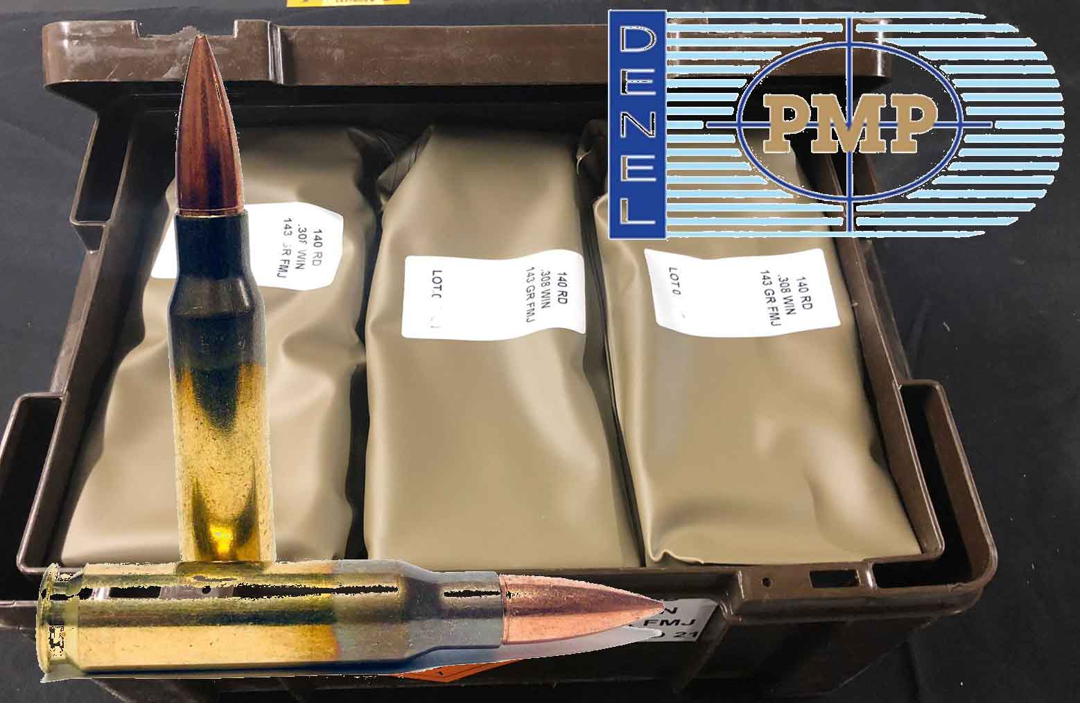 PMP 308 Battle Pack. 143gr FMJ Boxer primed. Crate of 1260, containing individual 140rd bags|