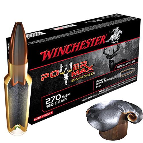 Winchester .270 WSM 130gr Power Max bonded Box of 20|X270SBP