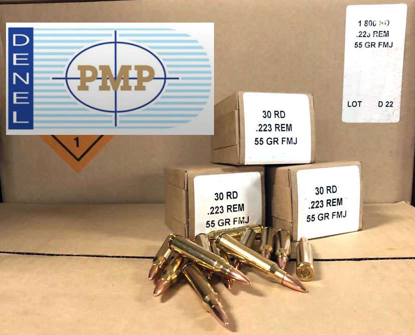 PMP .223 55gr Brass case, FMJ, Boxer primed. Box of 1800, containing individual 30rd boxes|