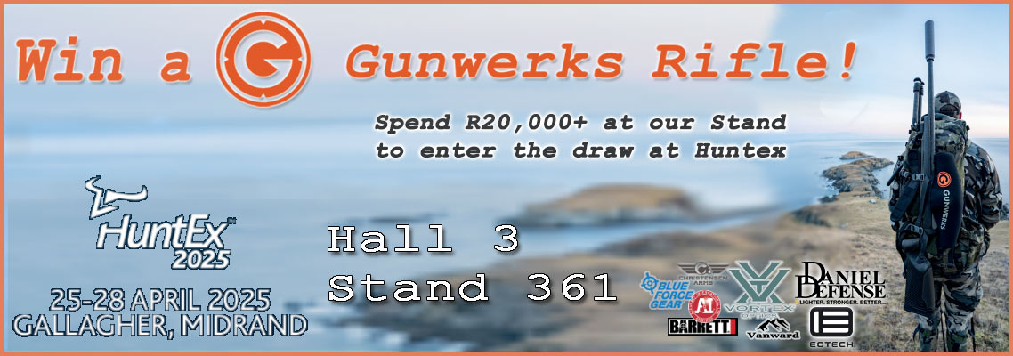 Huntex 2025 win a gunwerks rifle in South Africa Only from Euroopticafrica