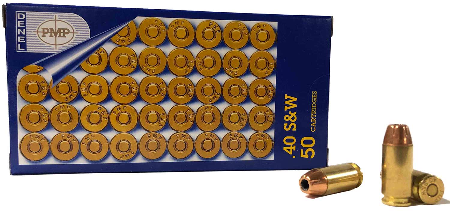 PMP 40 SW 180gr, JHP  Brass. Case of 500, containing individual 50rd boxes.|
